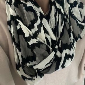Infinity scarf, black, and white neutral colors NWOT
